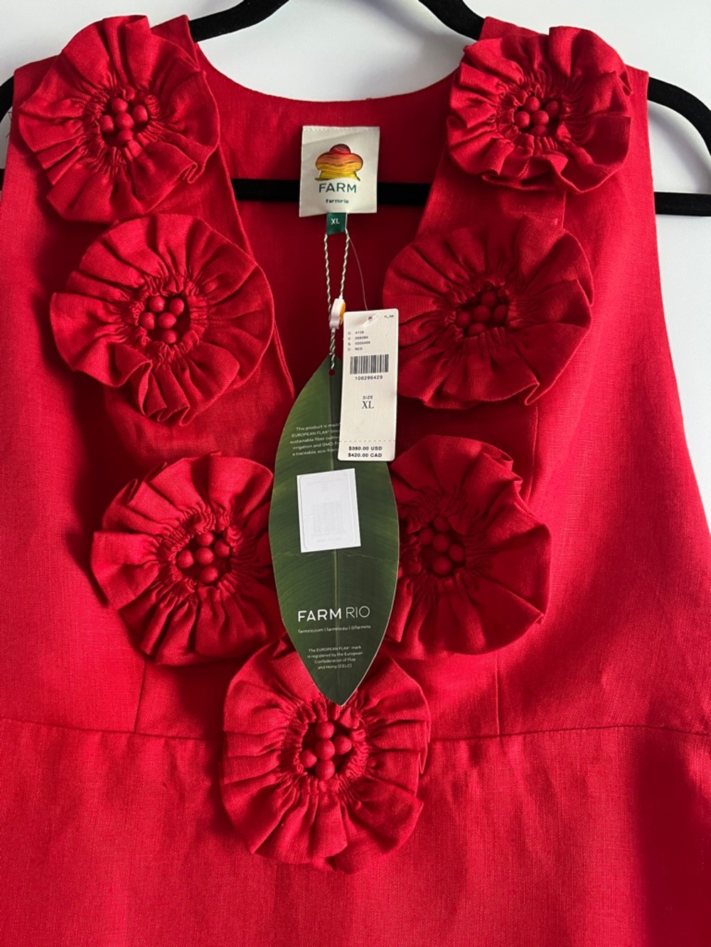 FARM Rio Red 3d Flower Maxi Dress Size XL NWT - Picture 10 of 16